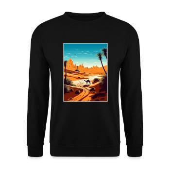 Sahara Wüste Afrika Reise Poster Souvenir WPA - Unisex Pullover - Schwarz - Vorne - Alina (178cm) & Michal (187cm)