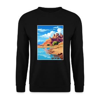 Aït Benhaddou Maroc Affiche de voyage Souvenir WPA - Sweat-shirt Unisexe - noir - Devant - Alina (178cm) & Michal (187cm)