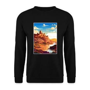 Aït Benhaddou Maroc Affiche de voyage Souvenir WPA - Sweat-shirt Unisexe - noir - Devant - Alina (178cm) & Michal (187cm)
