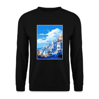 Chefchaouen Maroc Affiche de voyage vintage souvenir - Sweat-shirt Unisexe - noir - Devant - Alina (178cm) & Michal (187cm)
