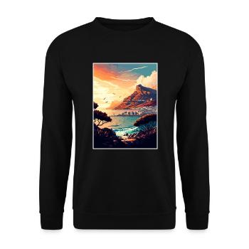 Cape Town Afrique du Sud Affiche de voyage Souvenir WPA - Sweat-shirt Unisexe - noir - Devant - Alina (178cm) & Michal (187cm)