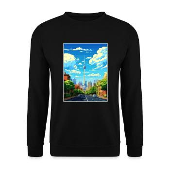 Johannesburg Südafrika Reiseposter Souvenir - Unisex Pullover - Schwarz - Vorne - Alina (178cm) & Michal (187cm)