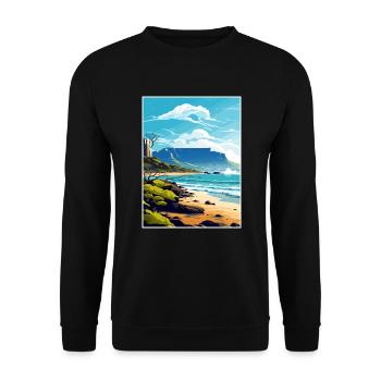 Table Mountain South Africa Travel Poster Souvenir - Unisex Sweatshirt - black - Front - Alina (178cm) & Michal (187cm)
