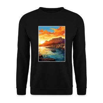 Cape Town Afrique du Sud Affiche de voyage Souvenir WPA - Sweat-shirt Unisexe - noir - Devant - Alina (178cm) & Michal (187cm)