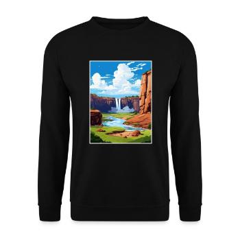Cascades d’Ouzoud Maroc Affiche de voyage souvenir - Sweat-shirt Unisexe - noir - Devant - Alina (178cm) & Michal (187cm)