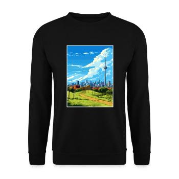 Johannesburg Südafrika Reiseposter Souvenir - Unisex Pullover - Schwarz - Vorne - Alina (178cm) & Michal (187cm)