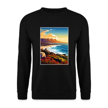 Kapstadt Südafrika Reiseposter Souvenir WPA - Unisex Pullover - Schwarz - Vorne - Alina (178cm) & Michal (187cm)