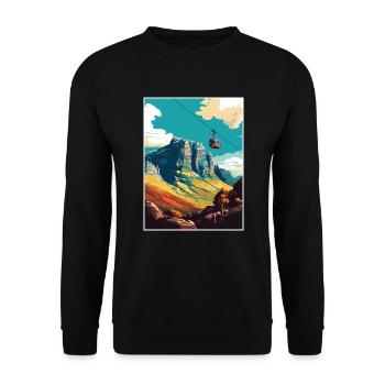 Table Mountain South Africa Travel Poster Souvenir - Unisex Sweatshirt - black - Front - Alina (178cm) & Michal (187cm)