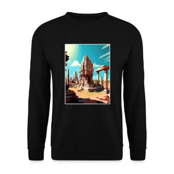 Hampi India Travel Poster Souvenir Postcard Paint - Unisex Sweatshirt - black - Front - Alina (178cm) & Michal (187cm)