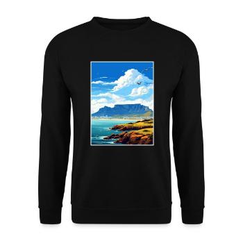 Table Mountain South Africa Travel Poster Souvenir - Unisex Sweatshirt - black - Front - Alina (178cm) & Michal (187cm)