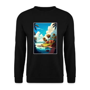 Goa Indien Reise Poster Souvenir Postkarte Malerei - Unisex Pullover - Schwarz - Vorne - Alina (178cm) & Michal (187cm)
