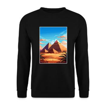 Kairo Ägypten Große Pyramiden Von Gizeh Reiseposter - Unisex Pullover - Schwarz - Vorne - Alina (178cm) & Michal (187cm)