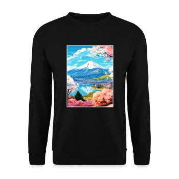 Japon Tokyo Voyage Affiche Souvenir Carte Postale Peinture - Sweat-shirt Unisexe - noir - Devant - Alina (178cm) & Michal (187cm)