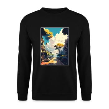 Hanoi Vietnam Reise Poster Souvenir Malerei WPA - Unisex Pullover - Schwarz - Vorne - Alina (178cm) & Michal (187cm)