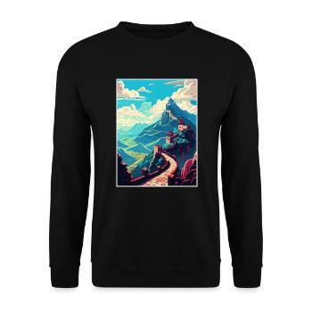 Grande Muraille de Chine Affiche De Voyage Peinture Souvenir - Sweat-shirt Unisexe - noir - Devant - Alina (178cm) & Michal (187cm)