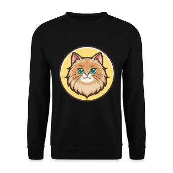 British Longhair Cat Breed Cartoon Kawaii Animal - Unisex Sweatshirt - black - Front - Alina (178cm) & Michal (187cm)