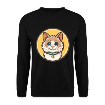 Turkish Angora Cat Breed Cartoon Kawaii Animal Pet - Unisex Sweatshirt - black - Front - Alina (178cm) & Michal (187cm)