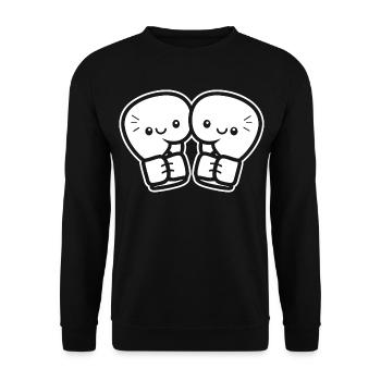 Lustige Boxhandschuhe - Unisex Pullover - Schwarz - Vorne - Alina (178cm) & Michal (187cm)