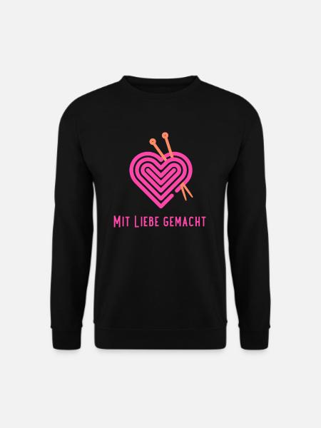 mit Liebe Häkelherz - Unisex Pullover - Schwarz
