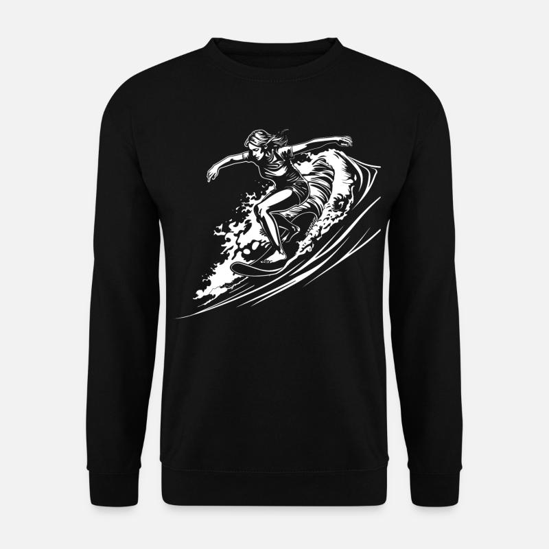 Weiblicher Surfer - Unisex Pullover - Schwarz