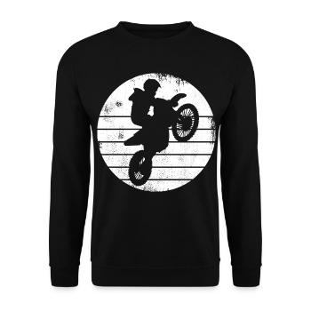 Motocross Fahrer Zeichnung - Unisex Pullover - Schwarz - Vorne - Alina (178cm) & Michal (187cm)