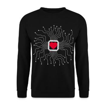Das Herz ist eine Maschine - Unisex Pullover - Schwarz - Vorne - Alina (178cm) & Michal (187cm)