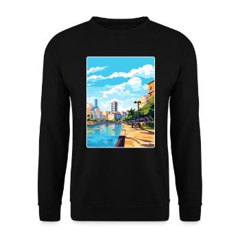 Rosario Argentinien Reise Poster Souvenir Farbe WPA - Unisex Pullover - Schwarz - Vorne - Alina (178cm) & Michal (187cm)