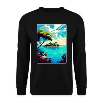 Belize Caribbean Travel Poster Souvenir Paint WPA - Unisex Sweatshirt - black - Front - Alina (178cm) & Michal (187cm)