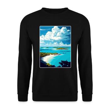 Barbuda Caribbean Travel Poster Souvenir Paint WPA - Unisex Sweatshirt - black - Front - Alina (178cm) & Michal (187cm)