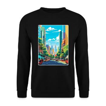 Sao Paulo Brésil Affiche de voyage Peinture Souvenir WPA - Sweat-shirt Unisexe - noir - Devant - Alina (178cm) & Michal (187cm)
