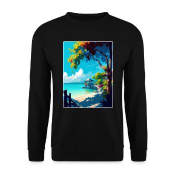 Negril Karibik Reise Poster Souvenir Farbe WPA - Unisex Pullover - Schwarz - Vorne - Alina (178cm) & Michal (187cm)