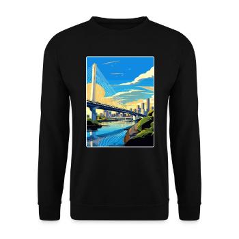 Sao Paulo Brésil Affiche de voyage Peinture Souvenir WPA - Sweat-shirt Unisexe - noir - Devant - Alina (178cm) & Michal (187cm)