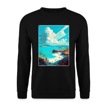 Exuma Karibik Reise Poster Souvenir Farbe WPA - Unisex Pullover - Schwarz - Vorne - Alina (178cm) & Michal (187cm)