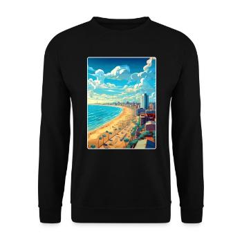 Mar Del Plata Travel Poster Souvenir Painting WPA - Unisex Sweatshirt - black - Front - Alina (178cm) & Michal (187cm)