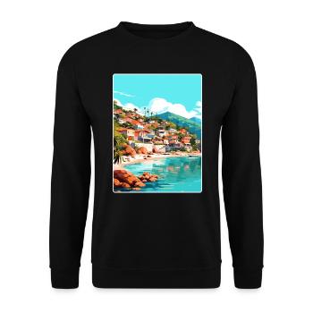 Yelapa Travel Poster Souvenir Postcard Painting - Unisex Sweatshirt - black - Front - Alina (178cm) & Michal (187cm)
