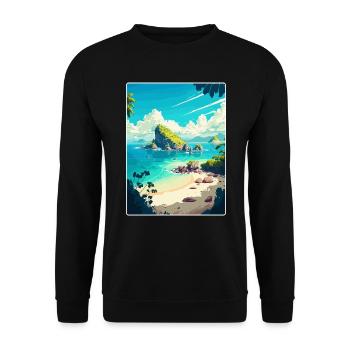 Bali Indonésie Voyage Affiche Souvenir Peinture WPA - Sweat-shirt Unisexe - noir - Devant - Alina (178cm) & Michal (187cm)