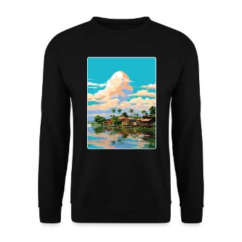 Manaus Brasilien Reise Poster Souvenir Malerei WPA - Unisex Pullover - Schwarz - Vorne - Alina (178cm) & Michal (187cm)