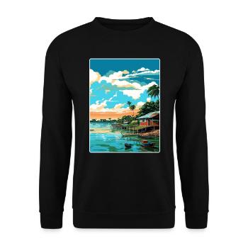 Manaus Brasilien Reise Poster Souvenir Malerei WPA - Unisex Pullover - Schwarz - Vorne - Alina (178cm) & Michal (187cm)