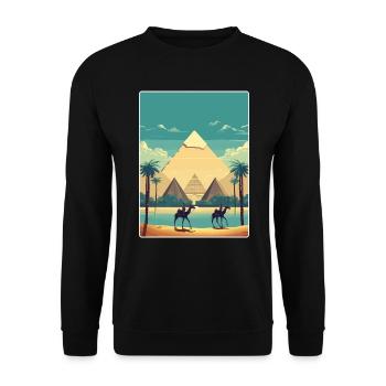 Kairo Ägypten Große Pyramiden Von Gizeh Reiseposter - Unisex Pullover - Schwarz - Vorne - Alina (178cm) & Michal (187cm)
