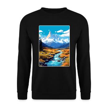 El Chalten Reiseposter Souvenir Postkarte Farbe - Unisex Pullover - Schwarz - Vorne - Alina (178cm) & Michal (187cm)