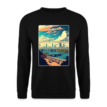 Bangkok Thailand Thai Reise Poster Souvenir WPA - Unisex Pullover - Schwarz - Vorne - Alina (178cm) & Michal (187cm)