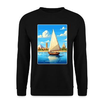 Kairo Ägypten Große Pyramiden Von Gizeh Reiseposter - Unisex Pullover - Schwarz - Vorne - Alina (178cm) & Michal (187cm)