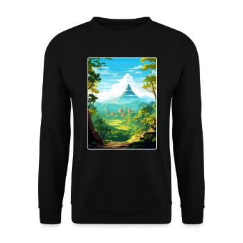 Bali Indonésie Voyage Affiche Souvenir Peinture WPA - Sweat-shirt Unisexe - noir - Devant - Alina (178cm) & Michal (187cm)