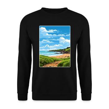 Cornouailles Aonb Voyage Affiche Peinture Souvenir WPA - Sweat-shirt Unisexe - noir - Devant - Alina (178cm) & Michal (187cm)