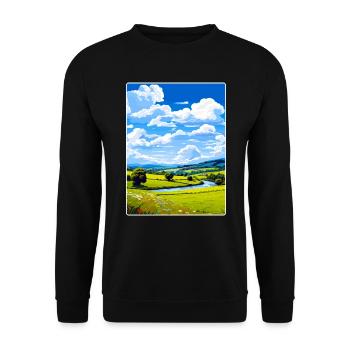 Wye Valley Aonb Travel Poster Souvenir Paint WPA - Unisex Sweatshirt - black - Front - Alina (178cm) & Michal (187cm)