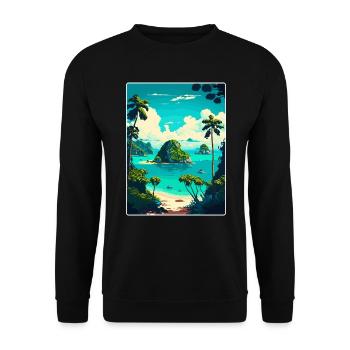 Bali Indonésie Voyage Affiche Souvenir Peinture WPA - Sweat-shirt Unisexe - noir - Devant - Alina (178cm) & Michal (187cm)