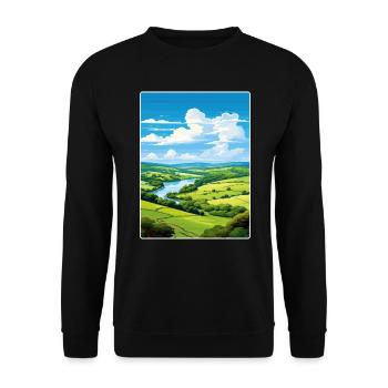Wye Valley Aonb Travel Poster Souvenir Paint WPA - Unisex Sweatshirt - black - Front - Alina (178cm) & Michal (187cm)