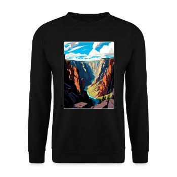 Black Canyon National Park Colorado Travel Poster - Unisex Sweatshirt - black - Front - Alina (178cm) & Michal (187cm)