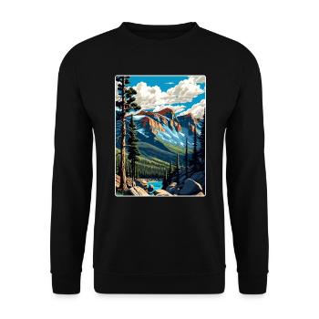 Rocky Mountain Nationalpark Colorado Travel Card - Unisex Pullover - Schwarz - Vorne - Alina (178cm) & Michal (187cm)