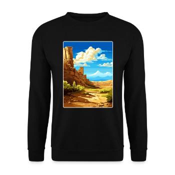 Mesa Verde National Park Colorado Travel Poster - Unisex Sweatshirt - black - Front - Alina (178cm) & Michal (187cm)